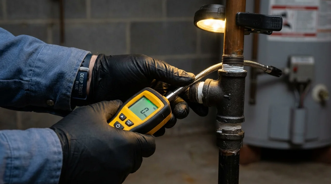 Gas leak detection with electronic sniffer by Johns Plumbing LLC in Ashburn