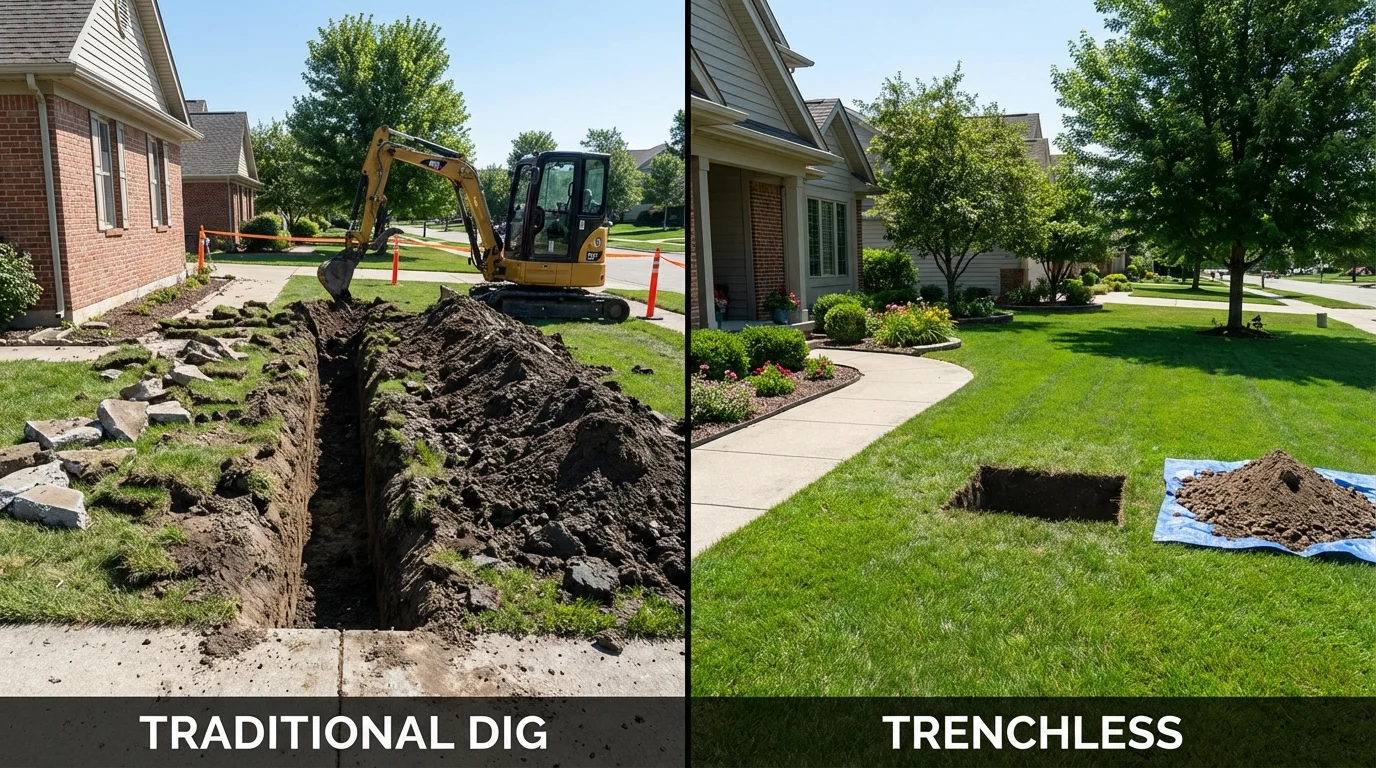 Trenchless sewer repair with minimal yard damage versus traditional excavation in Ashburn, GA